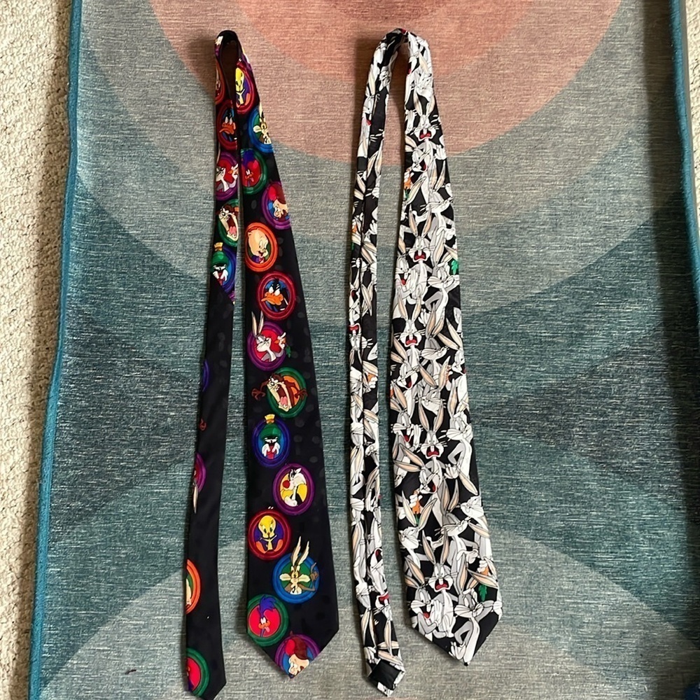 (2) Looney Tunes Mania Bugs Bunny Silk NeckTie Bundle